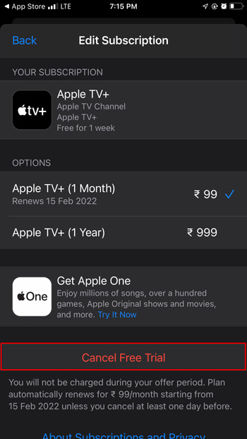 cancel Apple TV+ subscription on iPhone or iPad