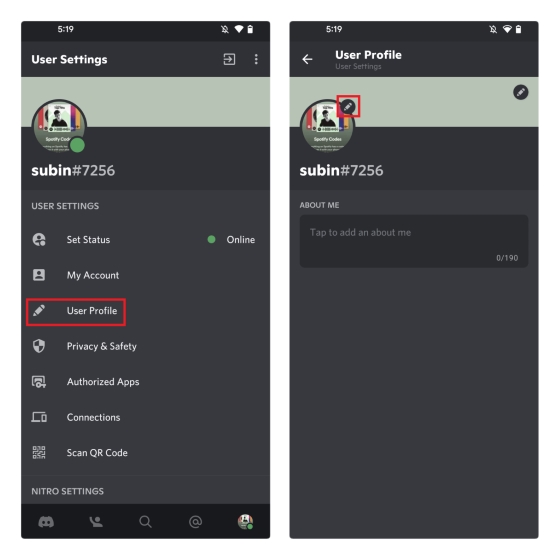 How to Get an Invisible Discord or Steam Name and Avatar Change-avatar-discord-mobile