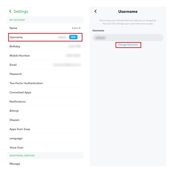 change your username on snapchat