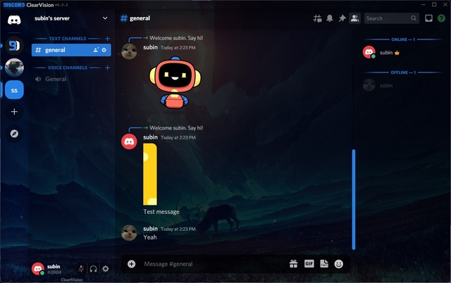 The Discord user interface. The far left sidebar lists all the Discord