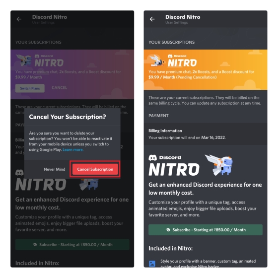 confirm canceling nitro