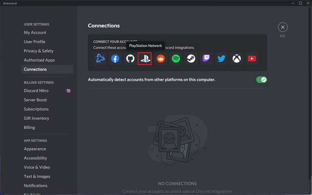 connect playstation network on discord