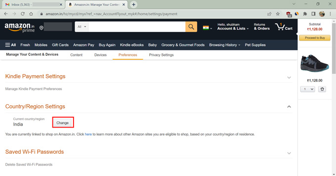 change country/region setting in amazon account