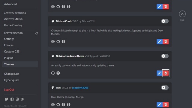 delete a theme on betterdiscord