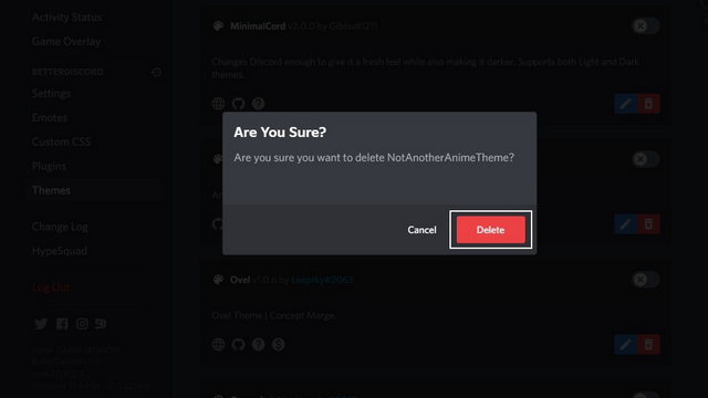 delete theme on discord