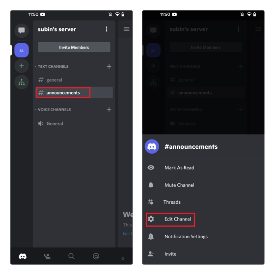 Modifier Canal Discord Mobile