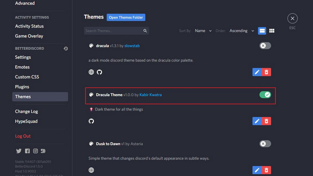 enable theme on discord