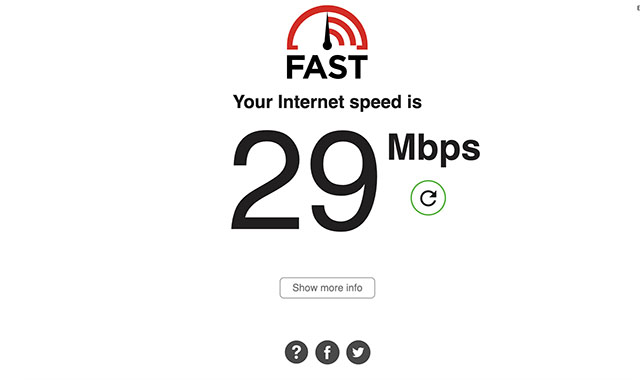 Capture D'Écran Du Test De Vitesse Internet Fastdotcom