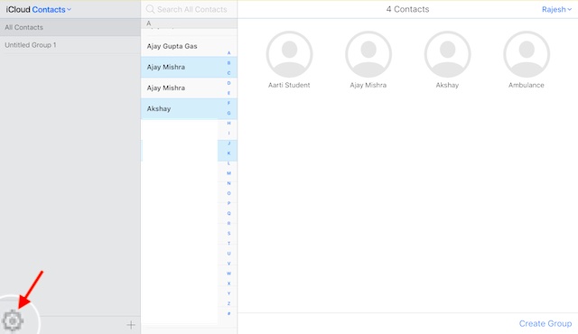 highlight contacts on iCloud