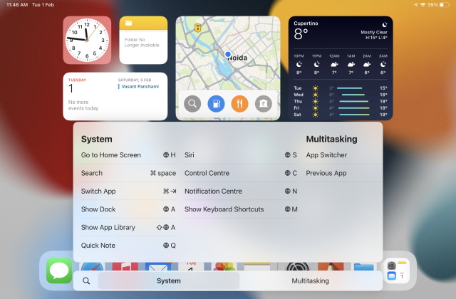 iPad-Tastaturkürzel für Universal Control
