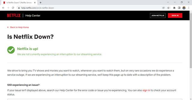 check if Netflix is down