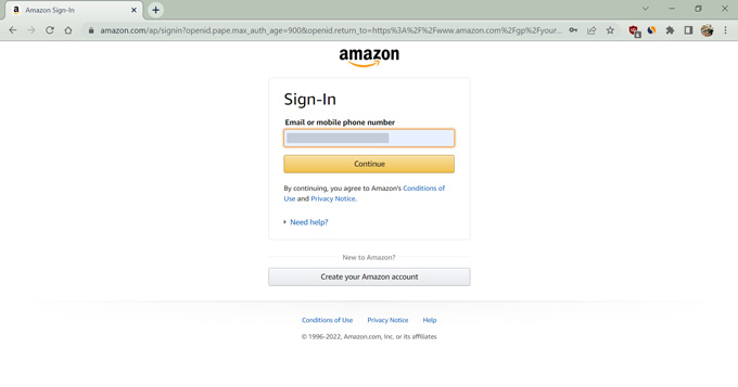 log in to your Amazon account