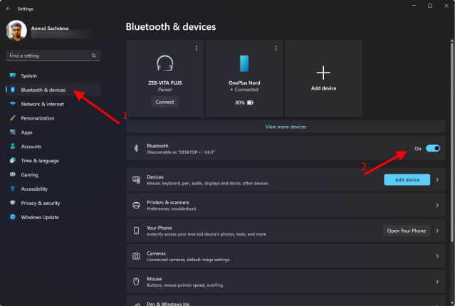 Bluetooth discoverable online setting