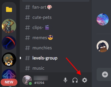 open discord user settings