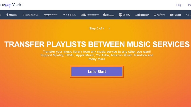 open tunemymusic to transfer Spotify playlists