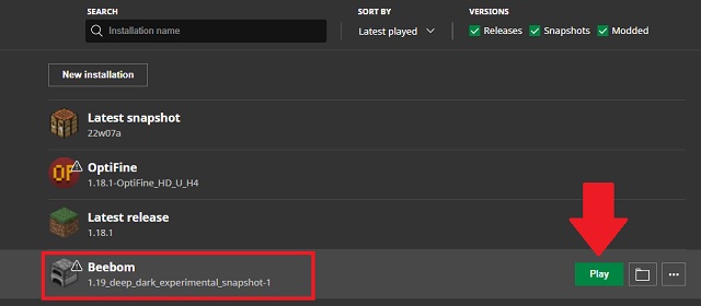 play deep dark snapshot on java