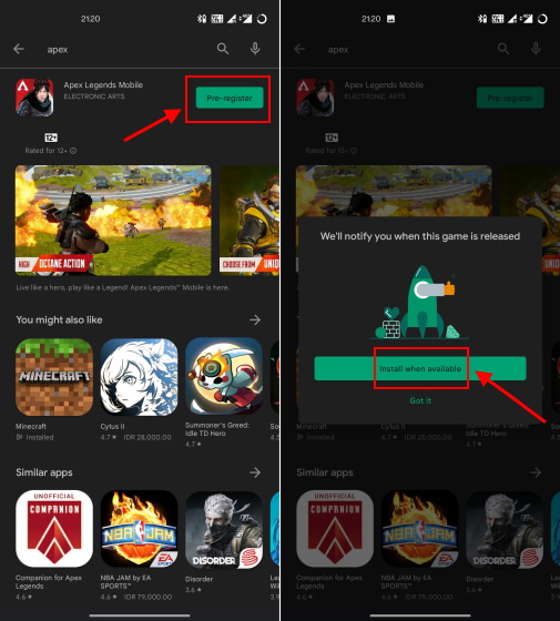 pre-register for apex legends mobile on android