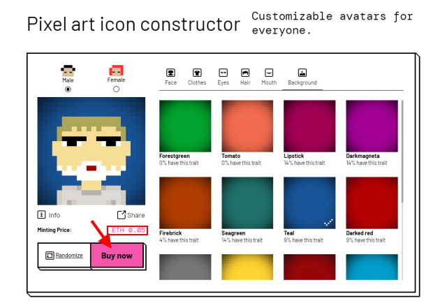 Mint Your Own Customized NFT via The 8biticon NFT Pixel Avatar Creator