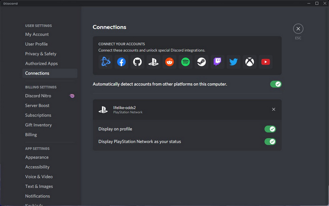 psn rich presence controls