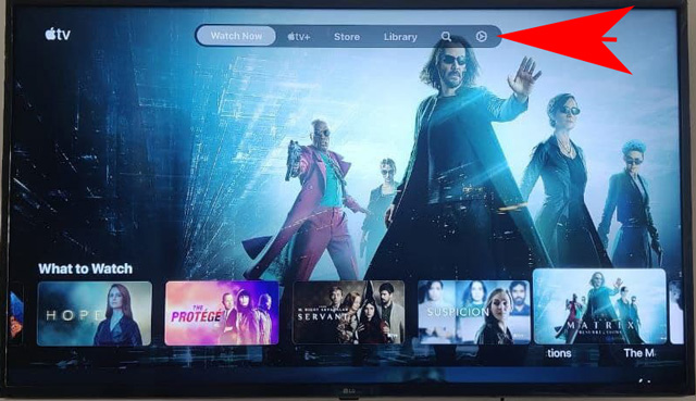 settings icon in Apple TV+ on a Smart TV