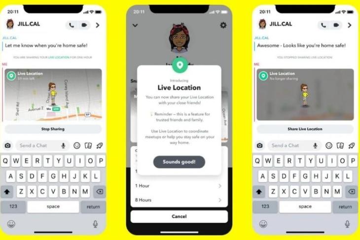 snapchat live location sharing
