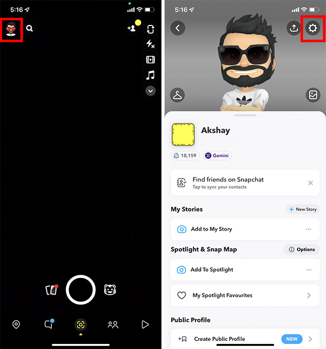 Snapchat Ayarları iPhone