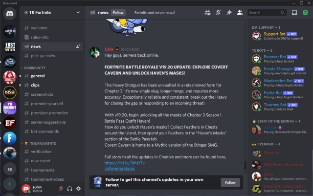 Os presentamos el marcador de Fortnite en Discord