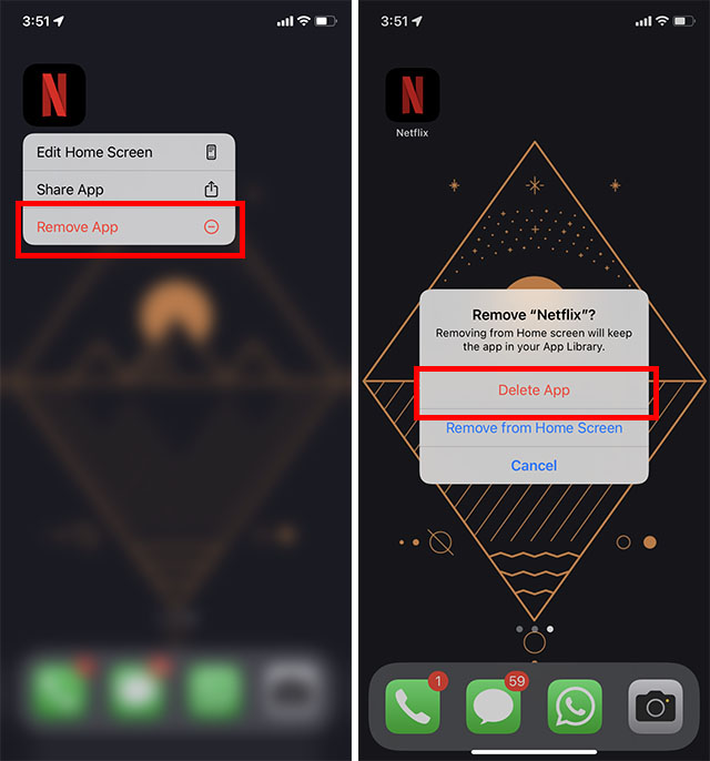 قم بإلغاء تثبيت تطبيق netflix على iphone