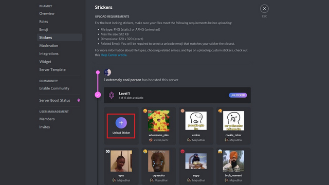 upload sticker on discord