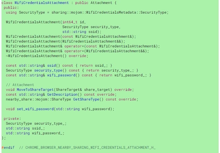 wi-fi password sharing using nearby share on chromebooks code