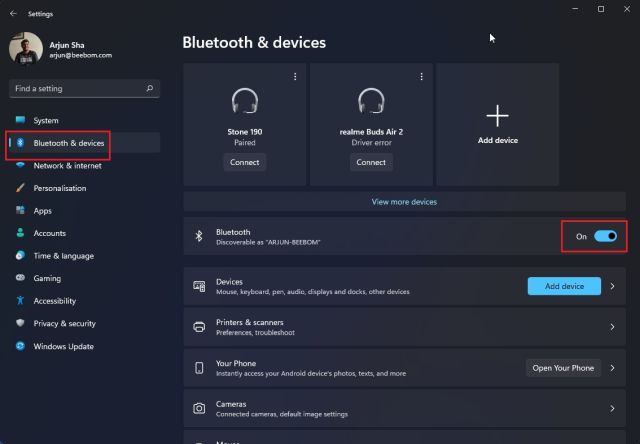 Turn On Bluetooth on Windows 11 (2022)