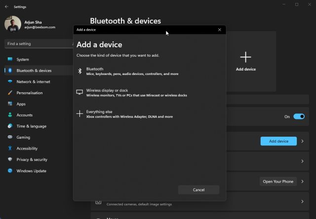 pair bluetooth device windows 11