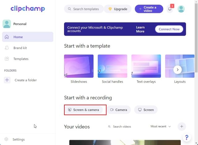 使用 Clipchamp 在 Windows 11 上录制屏幕