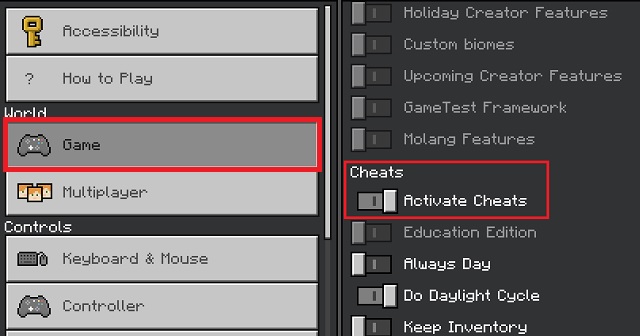 Activate Cheats on Bedrock - Minecraft Bedrock Commands