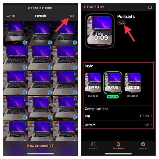 Add Portraits Watch Face