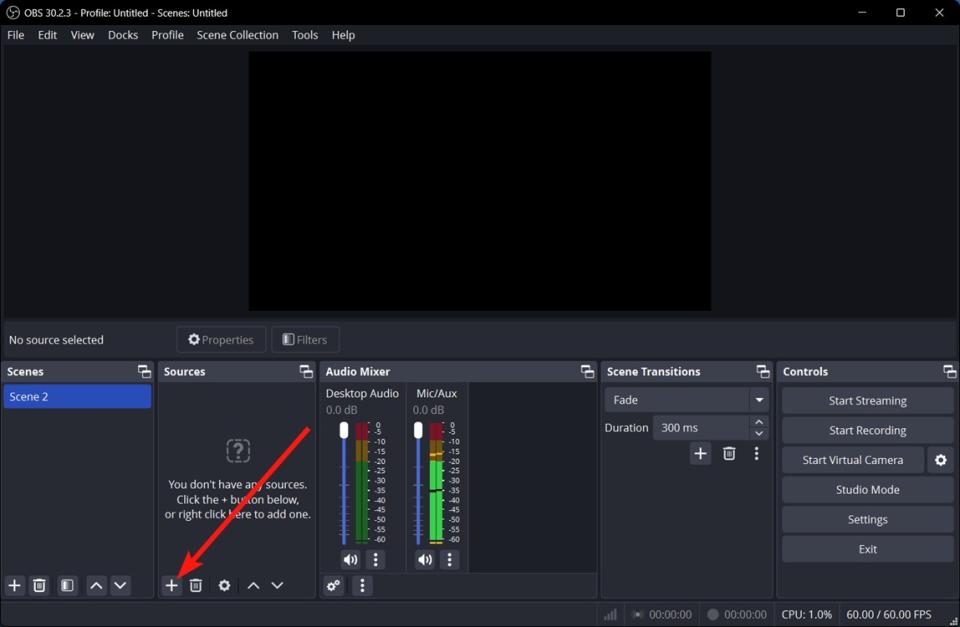 Add Source inside OBS Studio to Record Screen on Windows 11