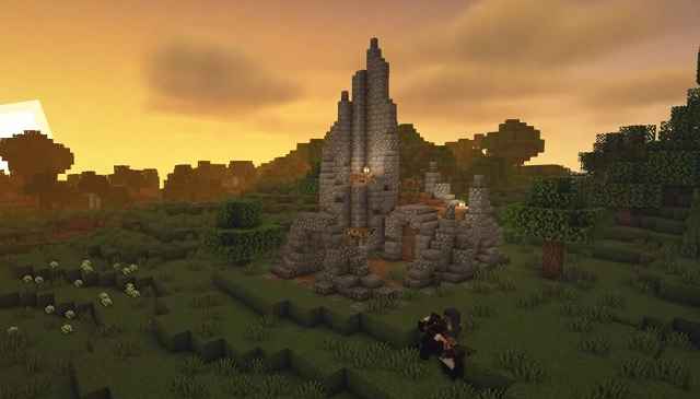 Image of abandoned castle ruins in minecraft