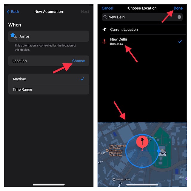 Automatically change apple watch face based on location