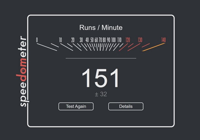 Google chrome speedometer 2.0 score on Windows 11