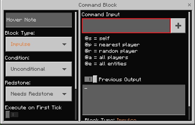 Command Block UI for Bedrock