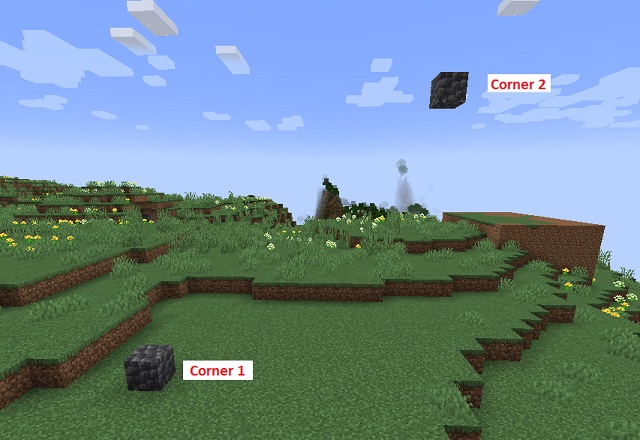 Corners to use Fill command in Minecraft