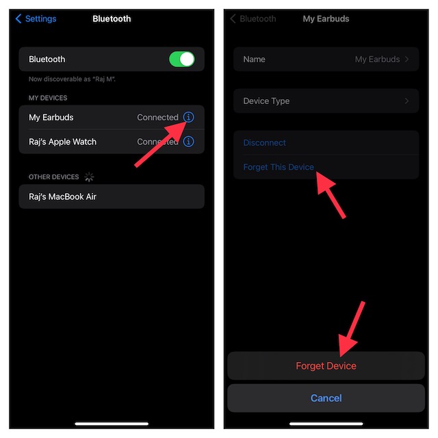 Disconnect your iPhone from a Bluetooth device