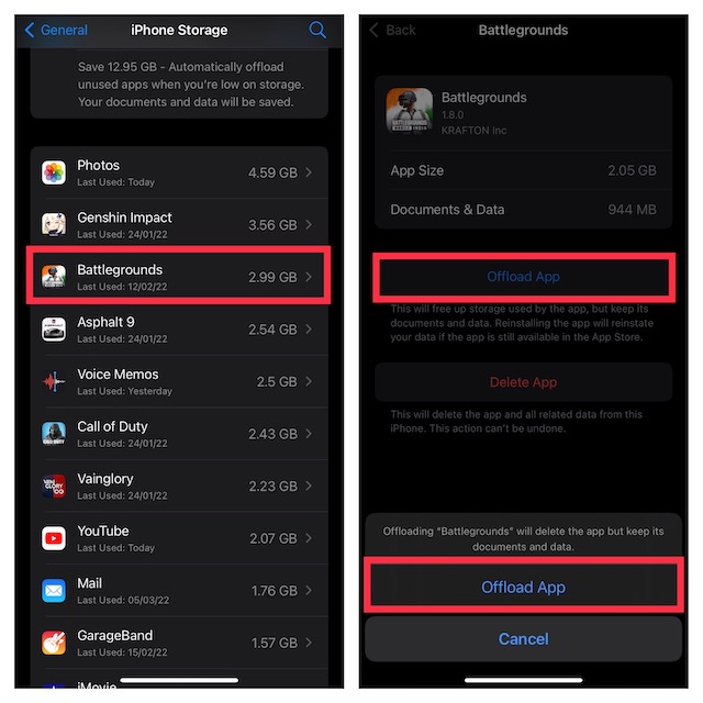 قم بإلغاء تحميل التطبيقات يدويًا على iPhone