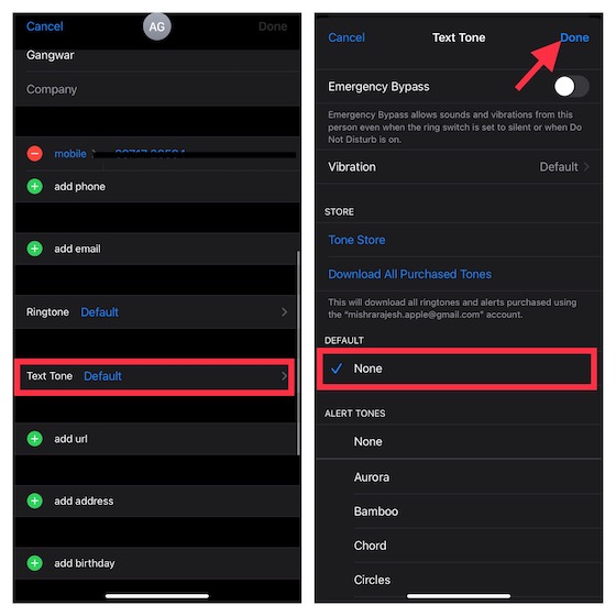 Désactiver Une Personne Dans L'Application Contacts Sur Ios