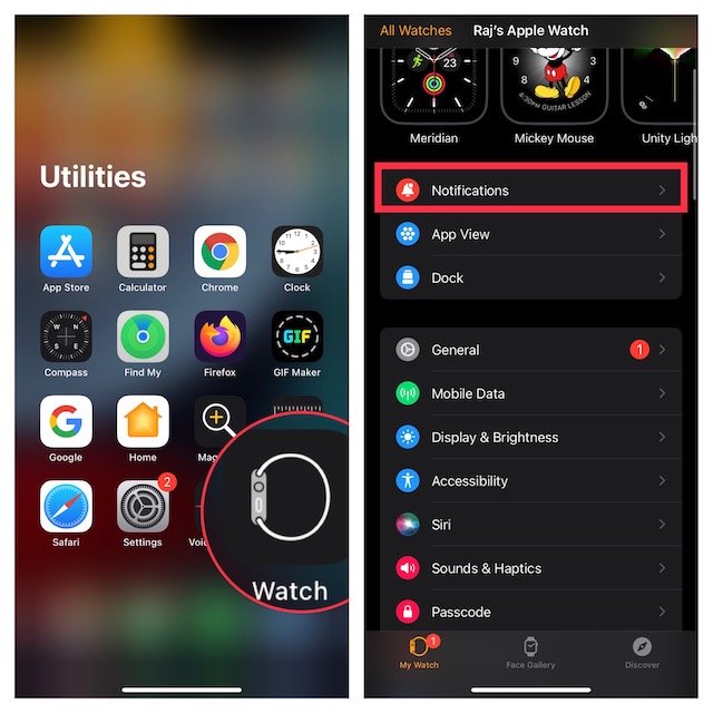 إعداد الإشعارات في تطبيق Watch لـ iOS
