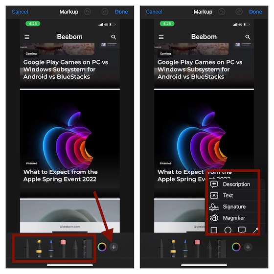 Now edit screenshot on iOS