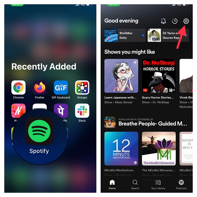 Open Spotify and Tap Settings