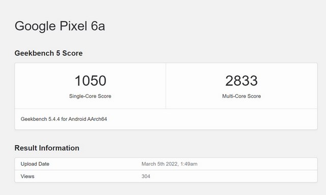 عشرات Pixel 6a geekbench