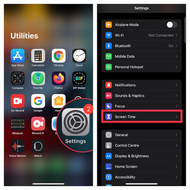 ضبط وقت الشاشة على iOS