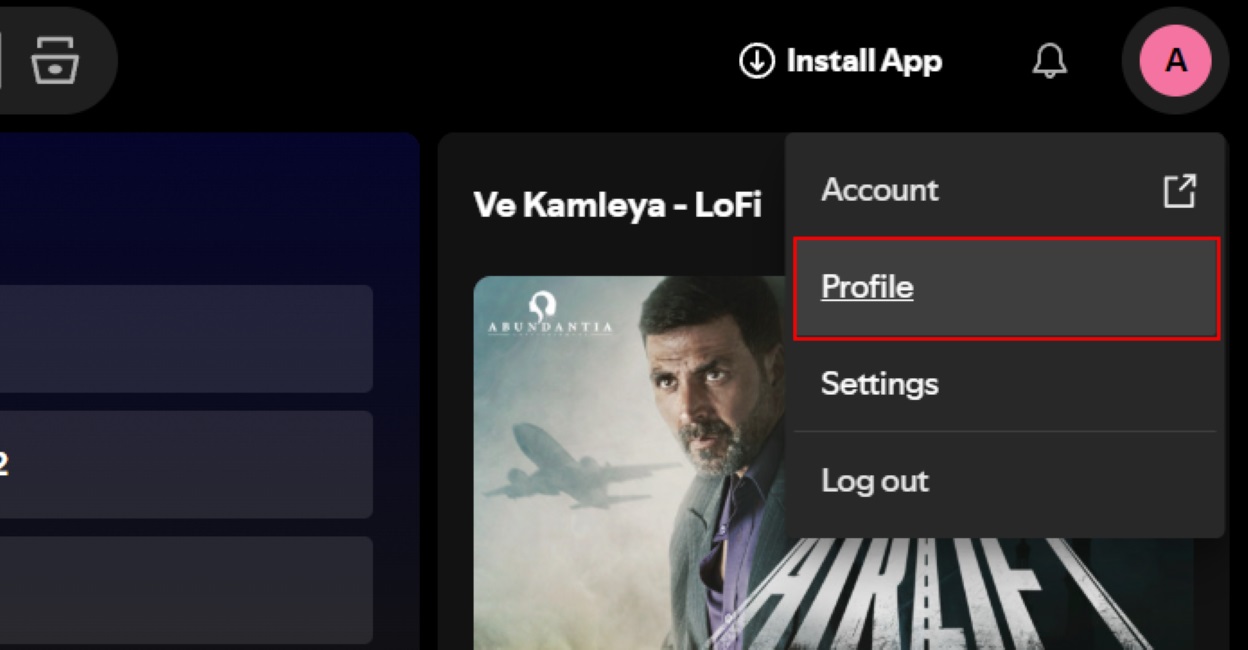 Select Profile in Spotify App